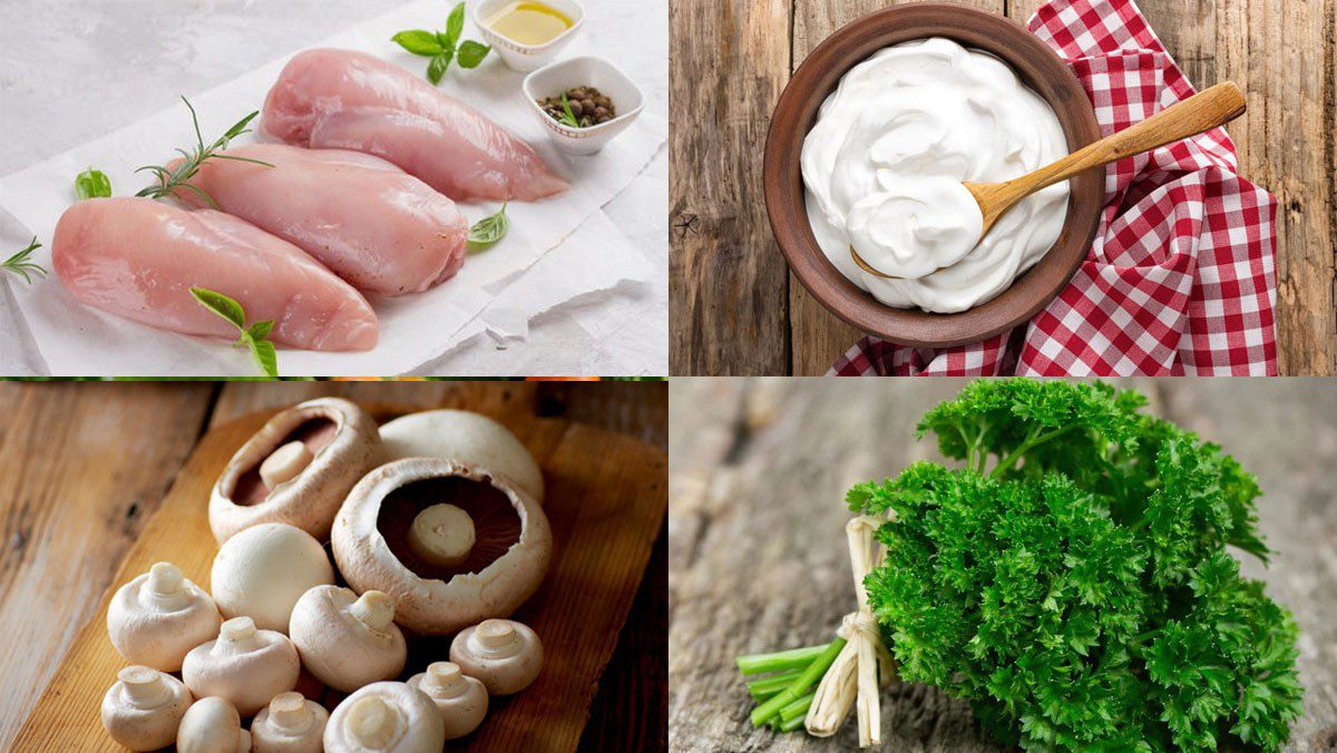 Ingredients for chicken with mushroom cream sauce