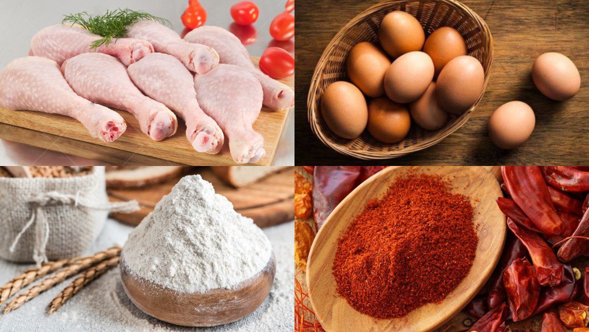 Ingredients for fried chicken dish