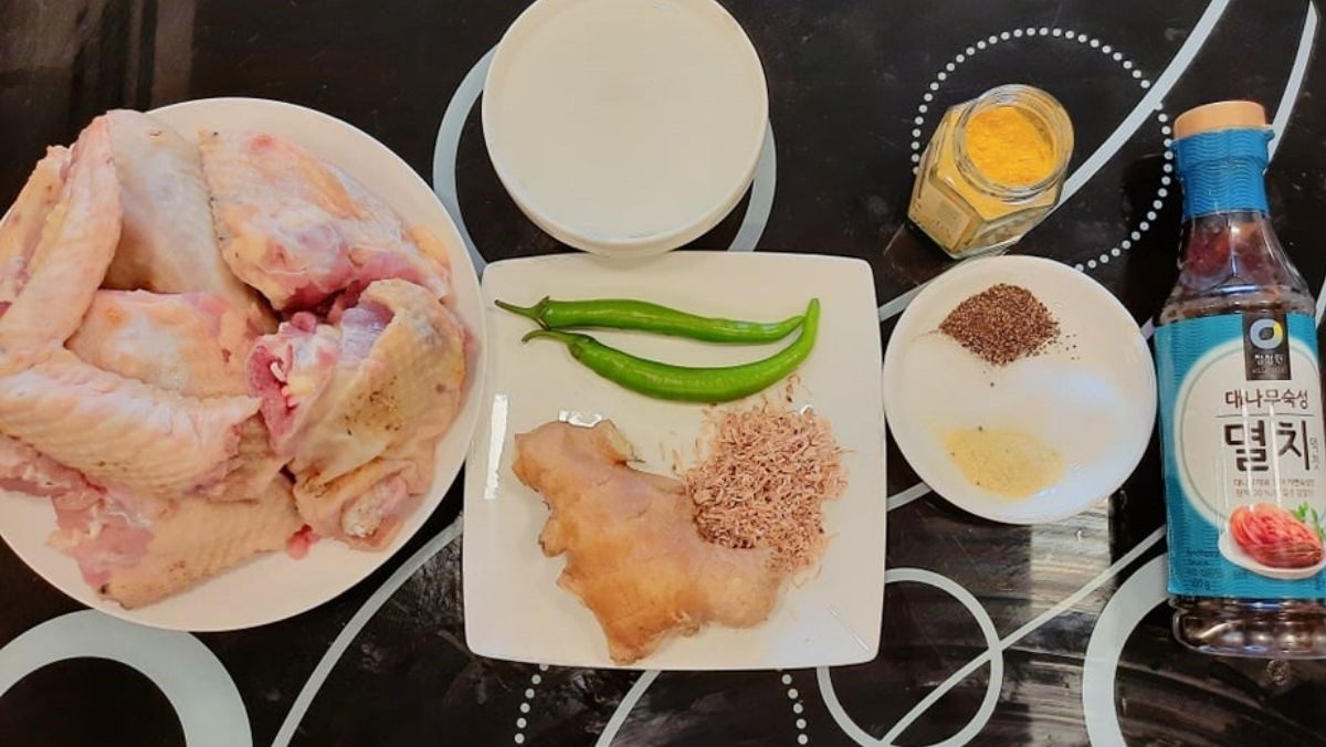 Ingredients for ginger braised turkey dish