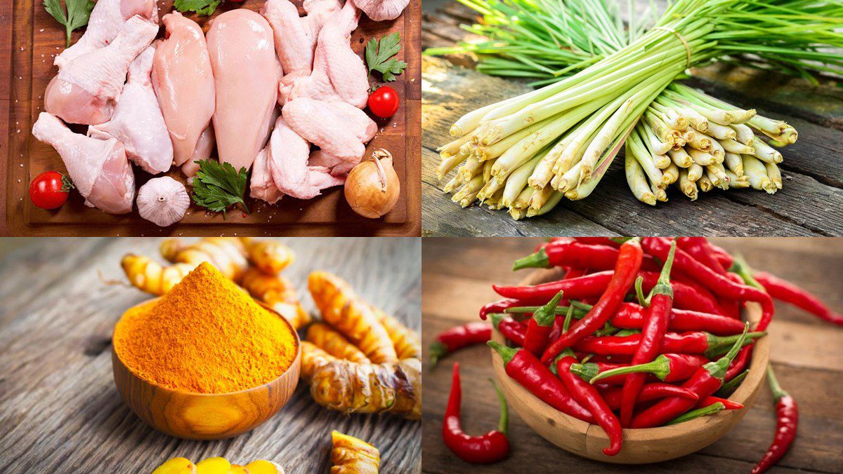 Ingredients for lemongrass chicken stir-fry