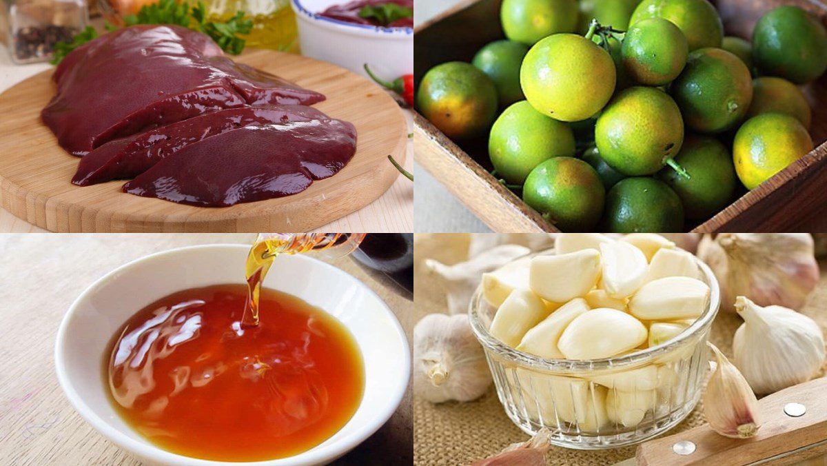 Ingredients for boiled pig liver dish