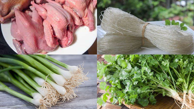 Ingredients for the dish of pigeon cooked with vermicelli