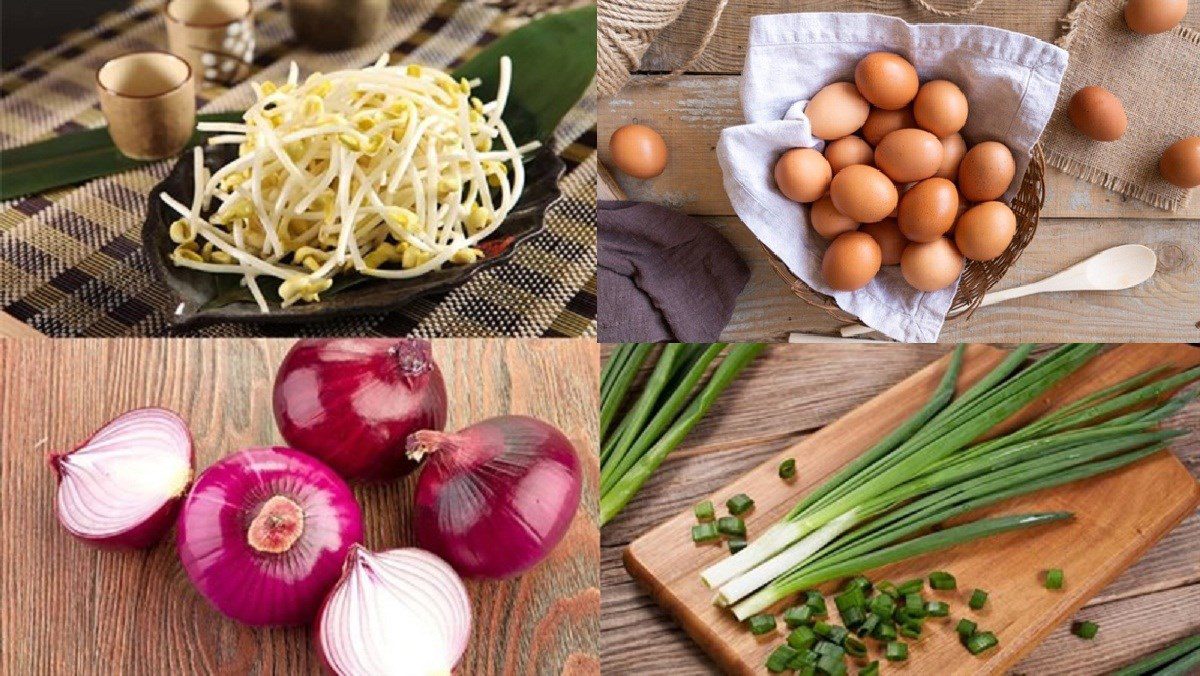 Ingredients for stir-fried bean sprouts with eggs