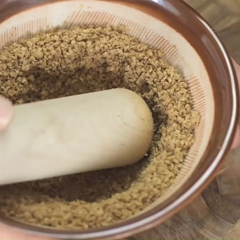 Step 1 Crush the roasted sesame seeds Simple Chicken Spring Rolls