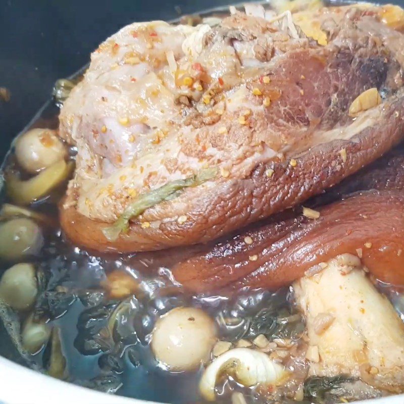 Step 4 Braise Pork Hocks with Pickled Mustard Greens and Eggplant Braised Pork Hocks with Sour Pickled Mustard Greens and Eggplant