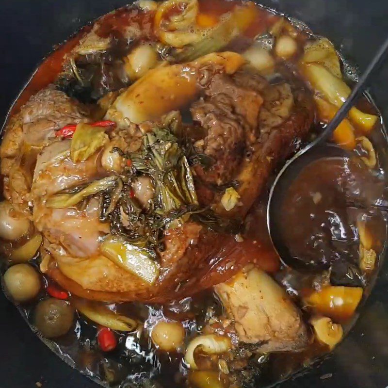 Step 4 Braise Pork Hocks with Pickled Mustard Greens and Eggplant Braised Pork Hocks with Sour Pickled Mustard Greens and Eggplant