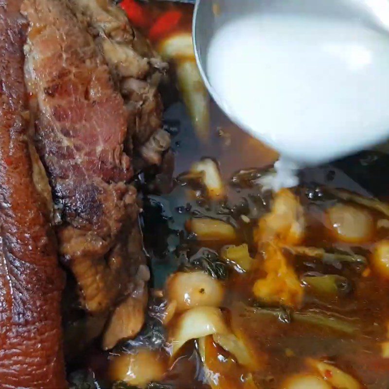 Step 4 Braise Pork Hocks with Pickled Mustard Greens and Eggplant Braised Pork Hocks with Sour Pickled Mustard Greens and Eggplant