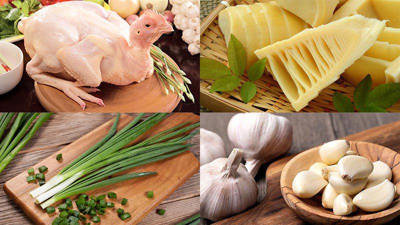 Ingredients for bamboo shoot chicken