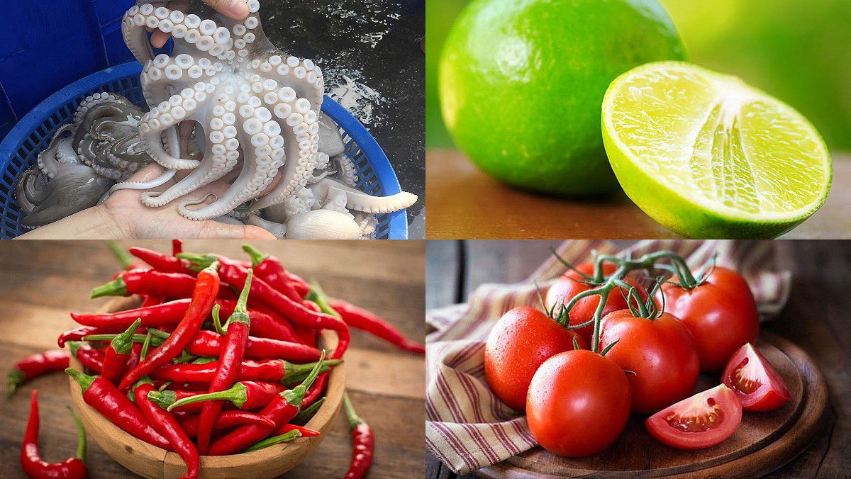 Ingredients for Thai style octopus salad