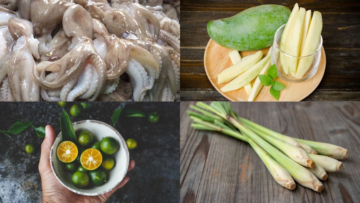 Ingredients for Thai-style octopus salad