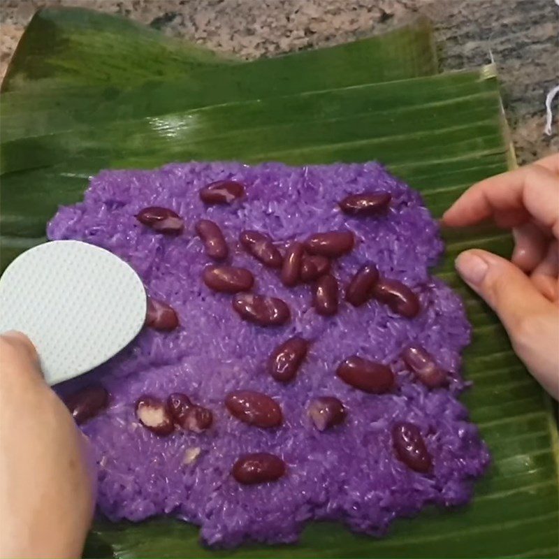 Step 4 Wrap the cake Vegan bánh tét with bean filling