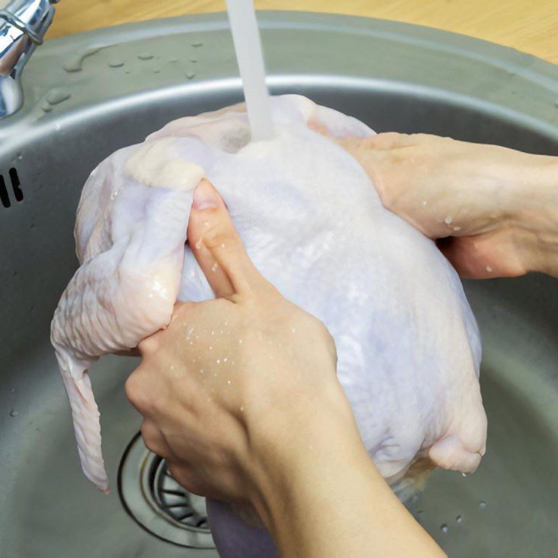 Step 1 Prepare the Chicken for Shredded Chicken with Water Lily Salad