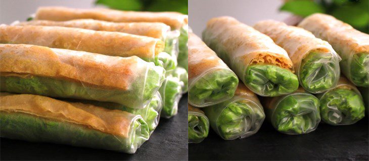 Vegetarian spring rolls with chicken thigh mushrooms and dry tofu skin