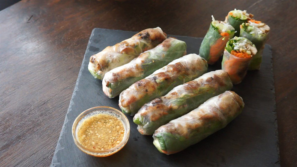 Grilled Lemongrass Chicken Spring Rolls