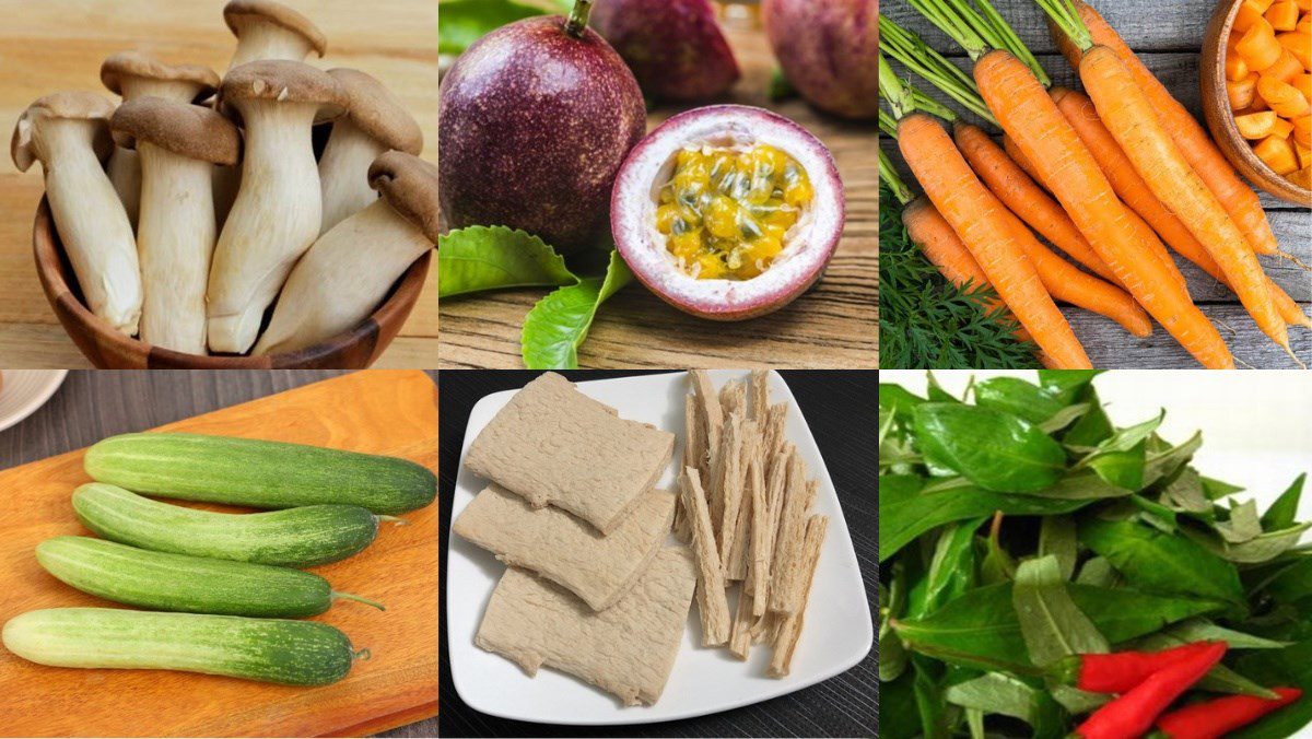 Ingredients for the dish guide to make passion fruit mushroom salad