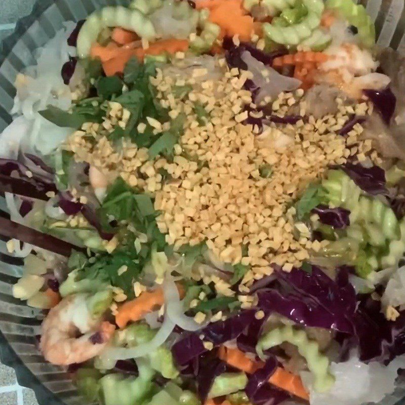 Step 5 Mixing Salad Snow Fungus Salad with Shrimp, Meat, Cucumber, and Cabbage