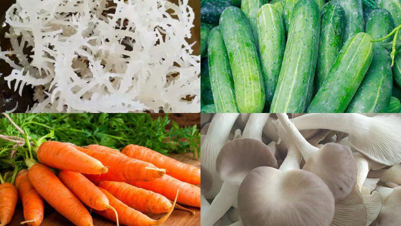 Ingredients for vegetarian seaweed salad