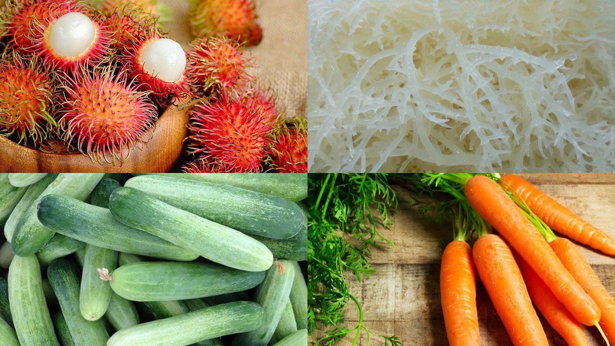 Ingredients for the rambutan salad dish