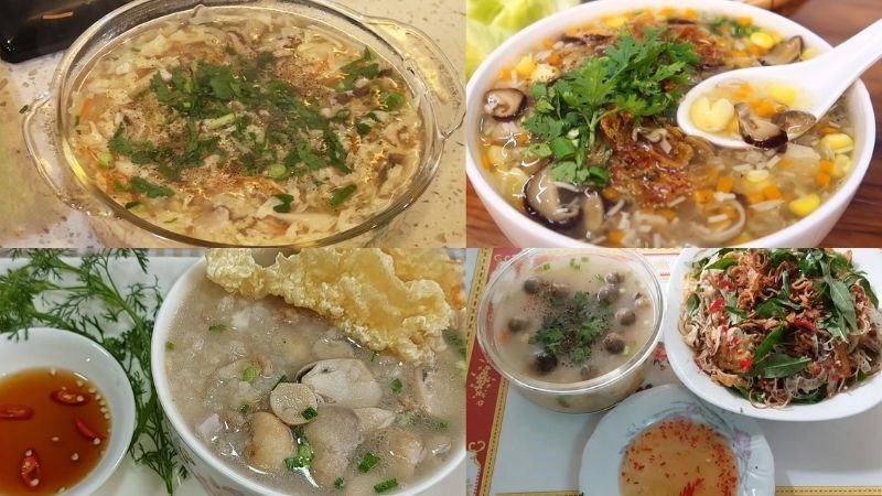 Vegetarian crab soup - vegetarian mixed soup - vegetarian minced meat porridge - vegetarian chicken porridge 