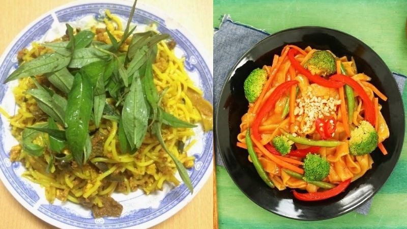 Stir-fried vegetarian noodles - stir-fried vegetarian pasta