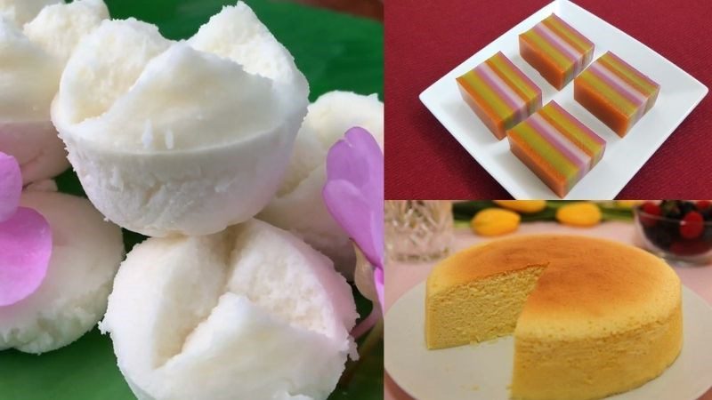 Steamed rice cake - pork skin cake - sponge cake