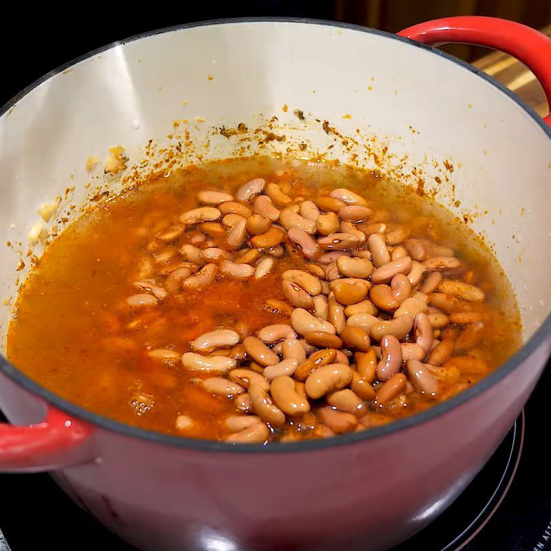 Step 4 Simmer the beans American style red bean rice