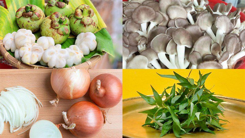 Ingredients for mangosteen vegetarian salad