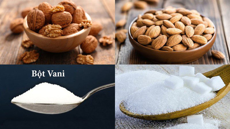 Ingredients for walnut almond milk dish