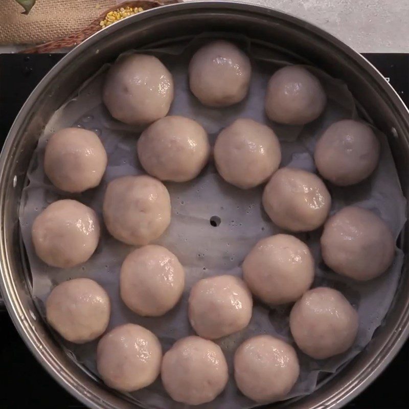 Step 6 Steaming the cake Sweet taro cake with mung bean filling