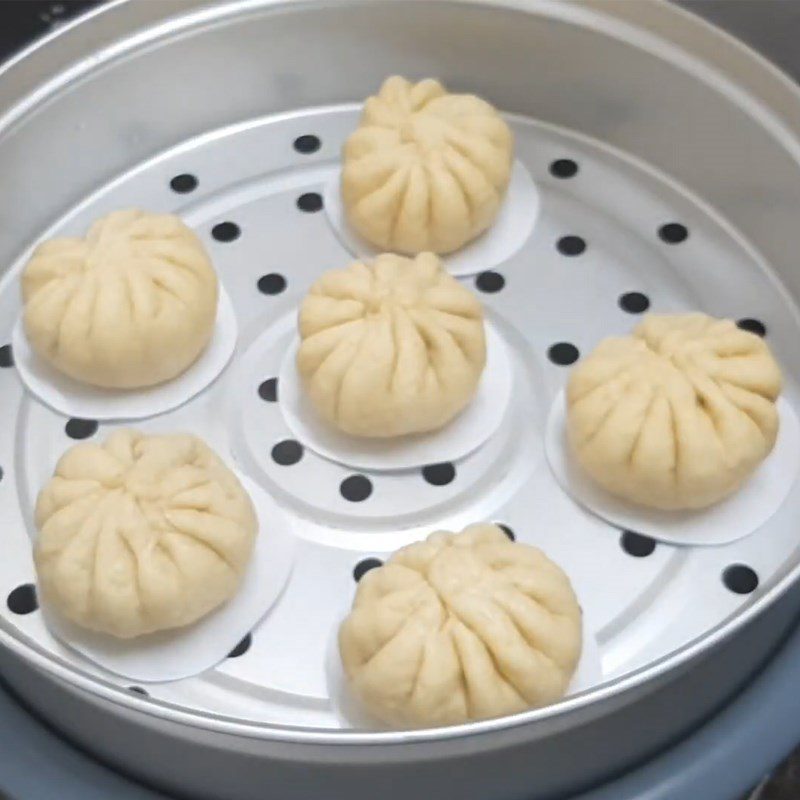 Step 8 Steaming the baos Sweet potato bao with red bean filling