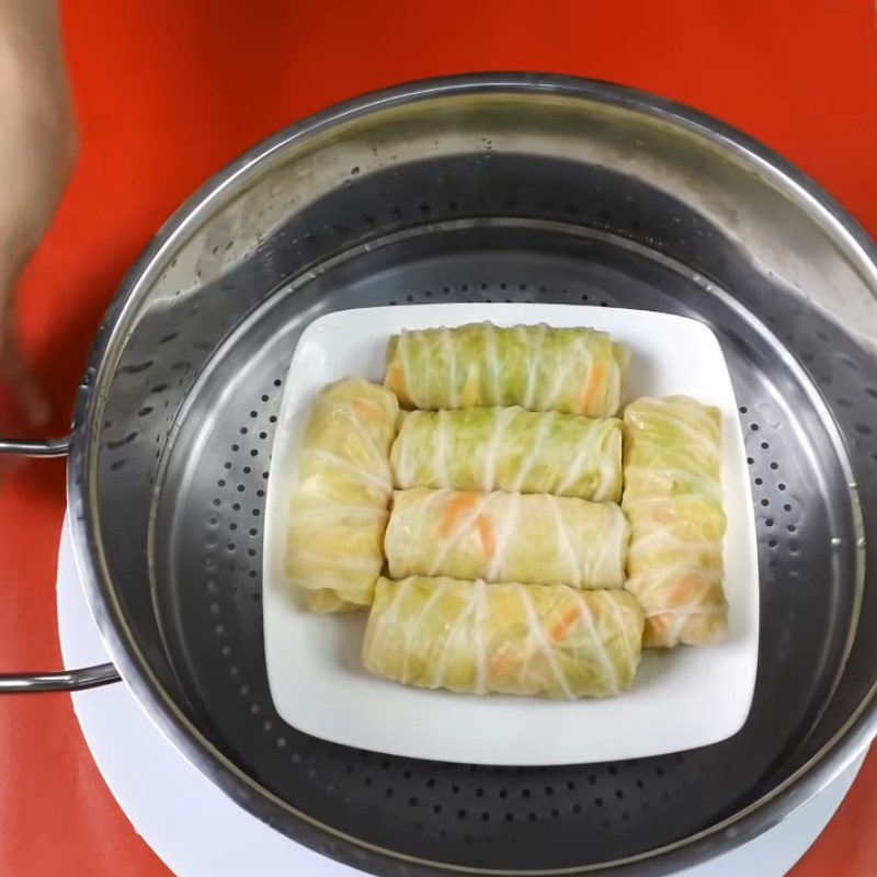 Step 5 Steaming Cabbage Vegetarian Cabbage Roll