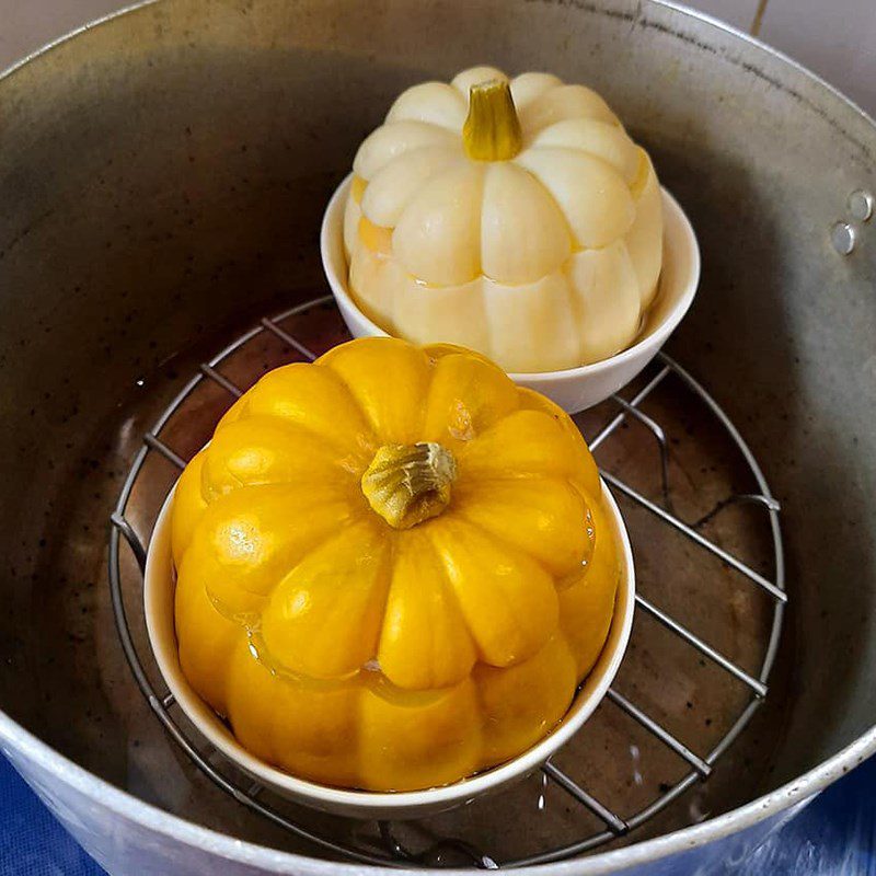 Step 4 Steaming stuffed pumpkin Steamed pumpkin stuffed with pork