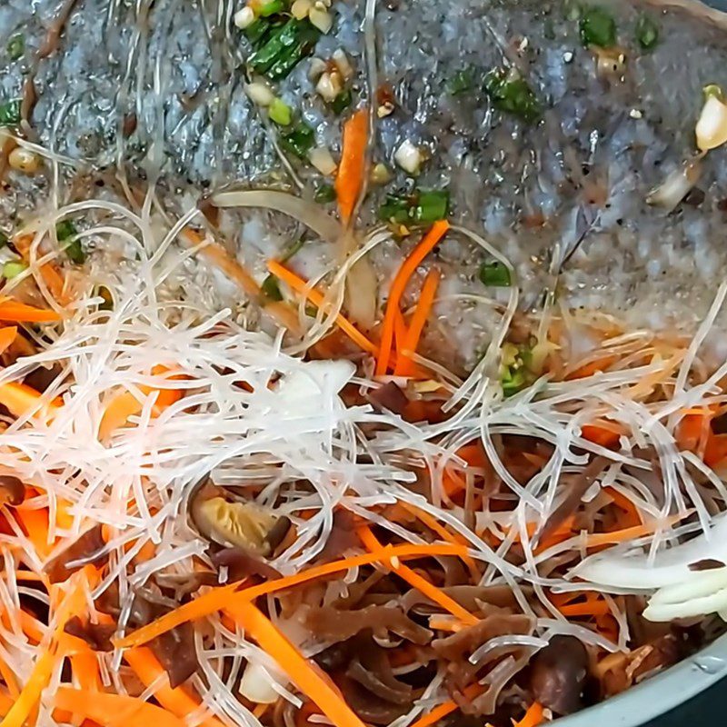 Step 4 Steaming fish Steamed snakehead fish with mixed vegetables