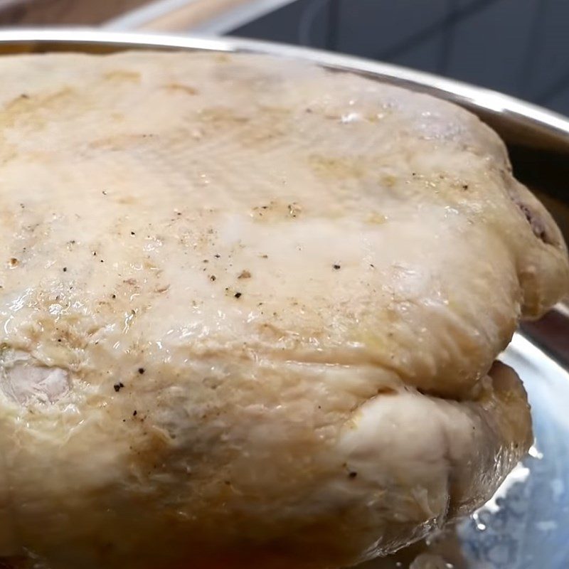 Step 5 Steaming the chicken for stuffed chicken