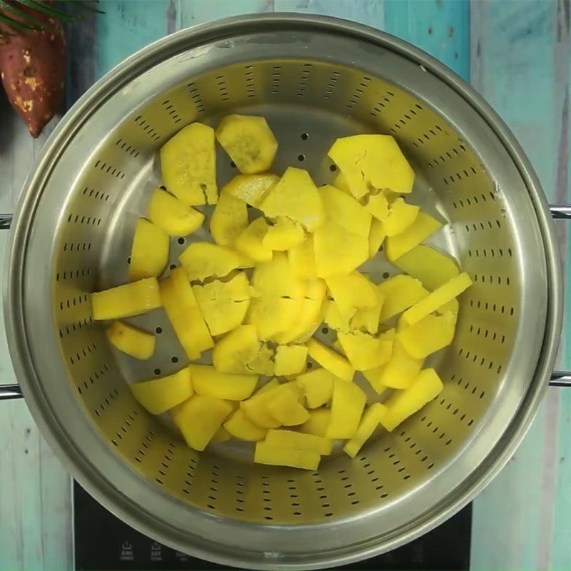 Step 2 Steamed Sweet Potatoes and Ground Mixture Yellow Steamed Sweet Potato Cake