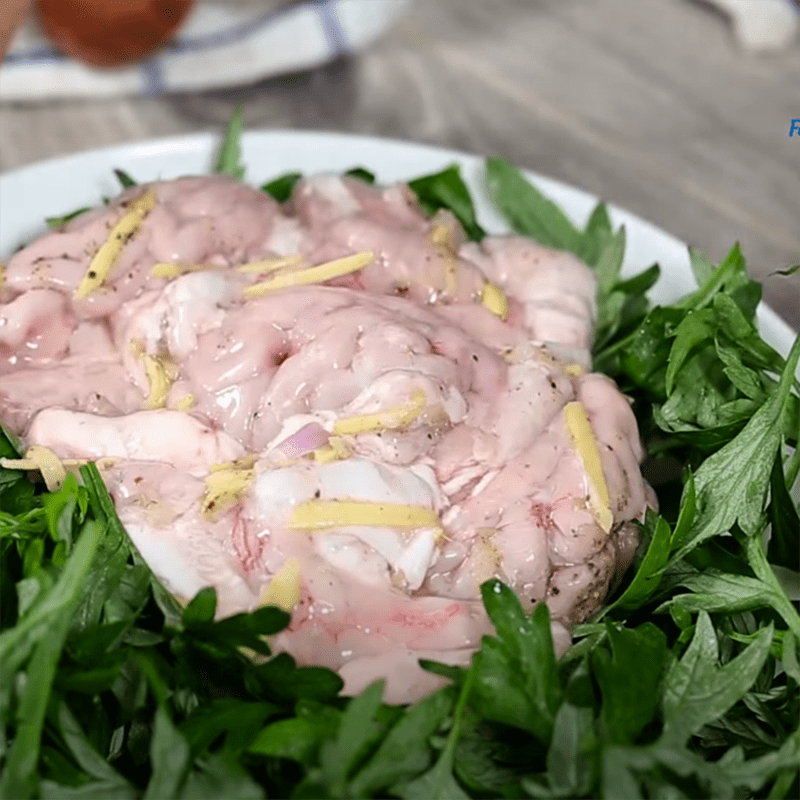 Step 3 Steam pig brain Steamed pig brain with mugwort