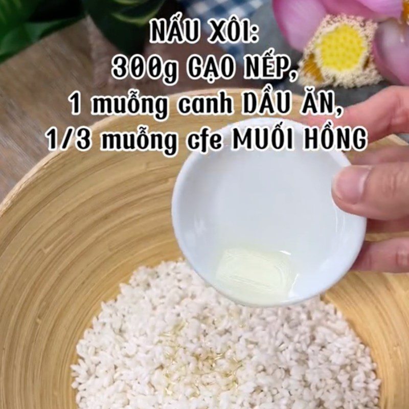 Step 2 Steam sticky rice for Vegetarian Bowl Sticky Rice (Recipe shared by Tiktok Vegetarian Kitchen XANH)