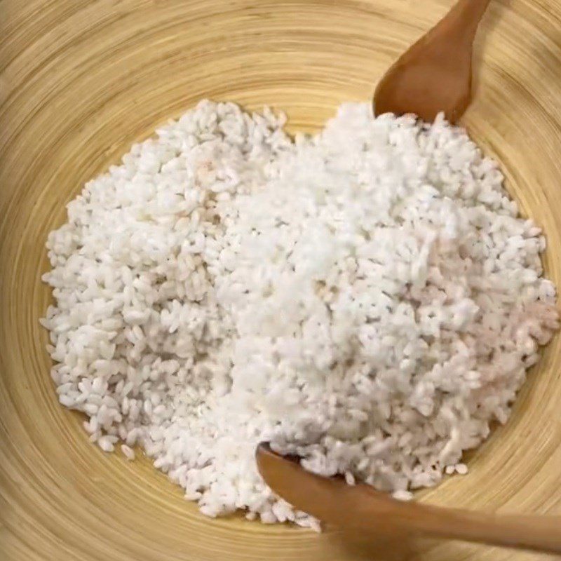 Step 2 Steam sticky rice for Vegetarian Bowl Sticky Rice (Recipe shared by Tiktok Vegetarian Kitchen XANH)