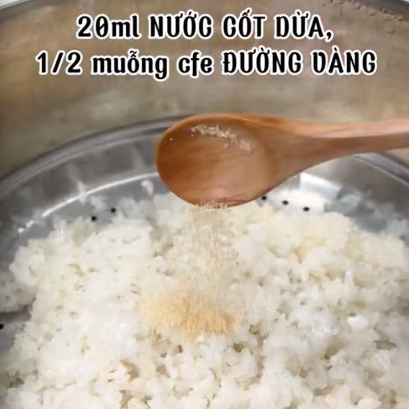 Step 2 Steam sticky rice for Vegetarian Bowl Sticky Rice (Recipe shared by Tiktok Vegetarian Kitchen XANH)