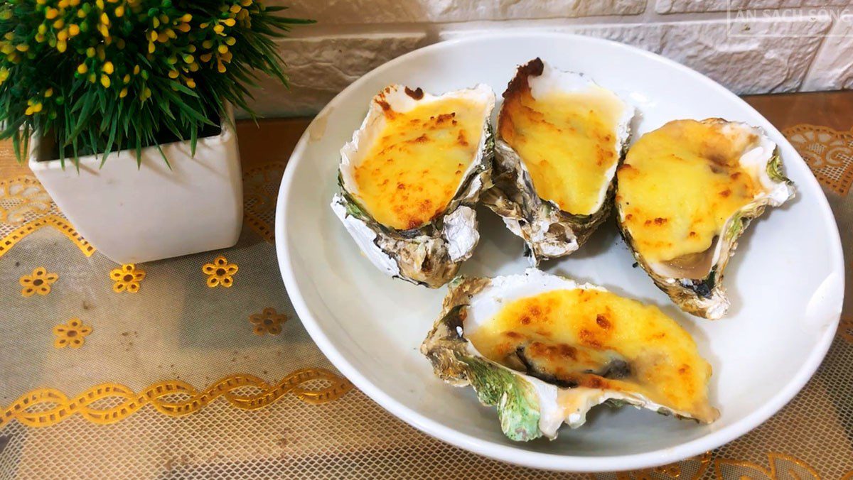 Grilled oysters with cheese using an air fryer