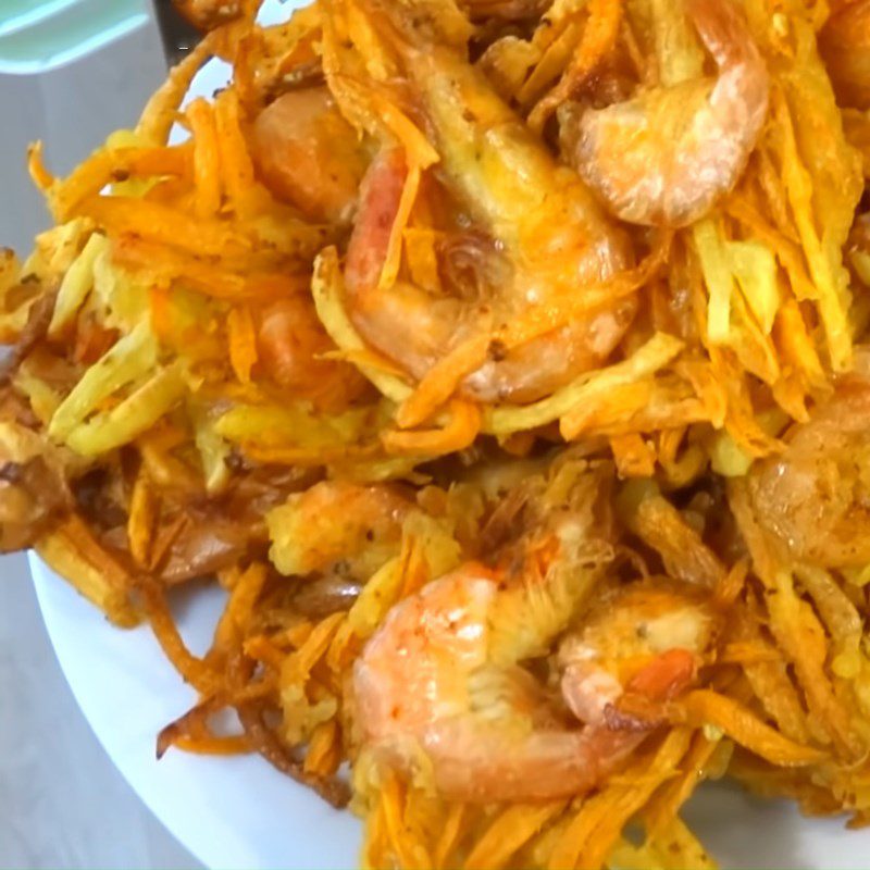 Step 9 Completion Fried shrimp cakes with sweet potatoes