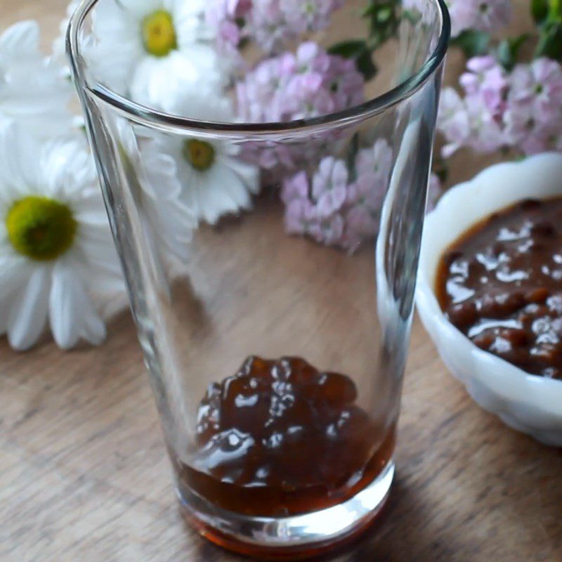 Step 4 Completion Red bean cashew milk with black sugar pearls