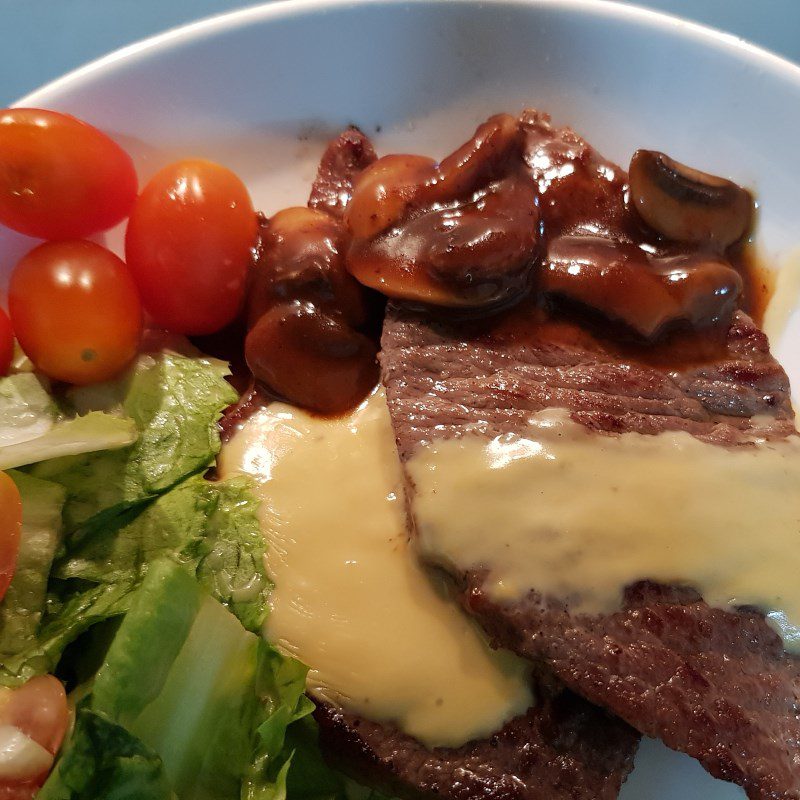 Step 7 Complete Cheese Sauce and Mushroom Beef Steak