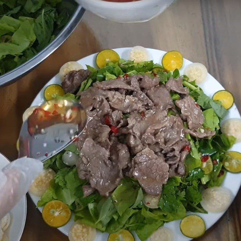 Step 6 Completion Beef salad with eggplant