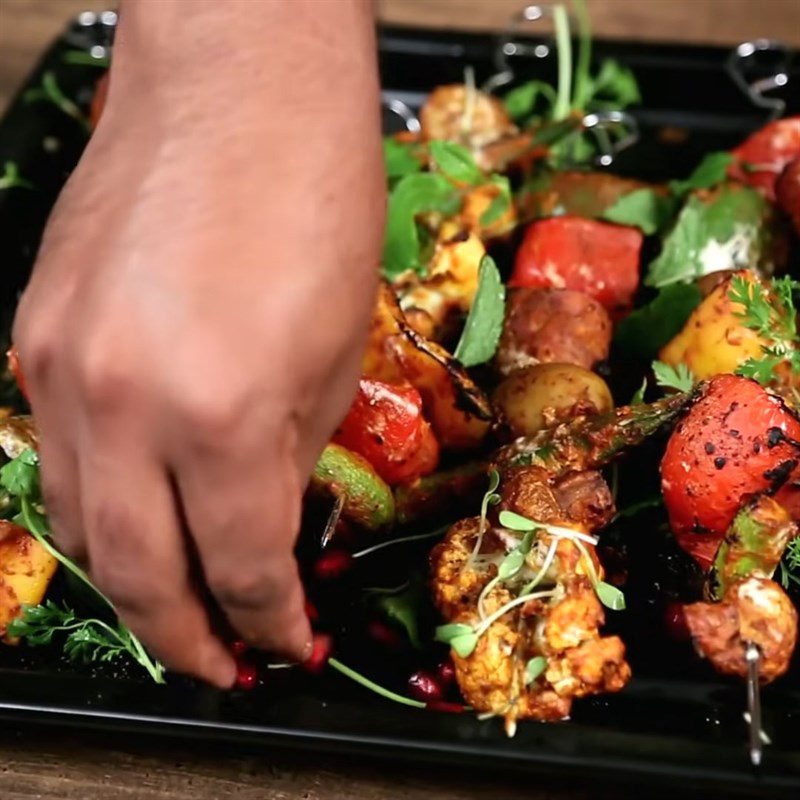 Step 4 Completion Indian style grilled vegetable skewers