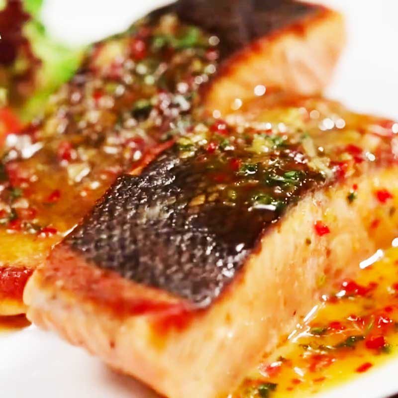 Step 5 Completion Salmon seared with tamarind sauce