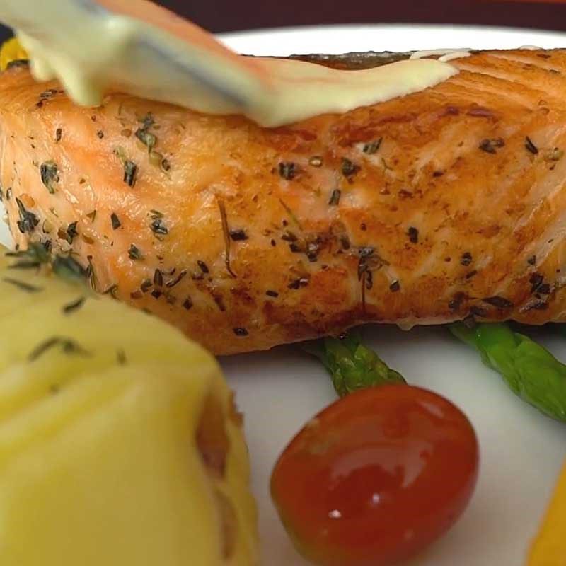Step 7 Completion Pan-Seared Salmon with Cream Sauce
