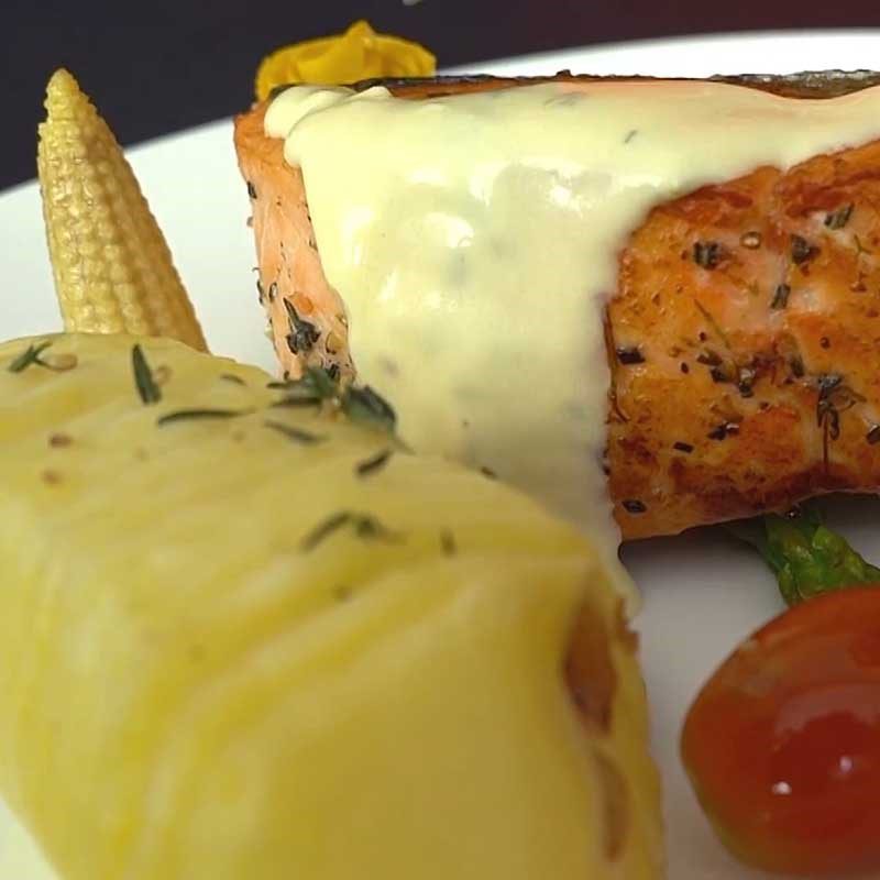 Step 7 Completion Pan-Seared Salmon with Cream Sauce