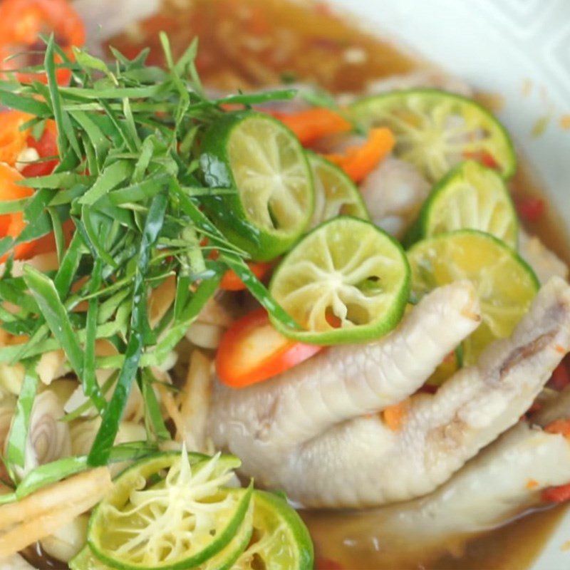 Step 3 Completion Chicken feet marinated with lemongrass and calamondin lime Thai style