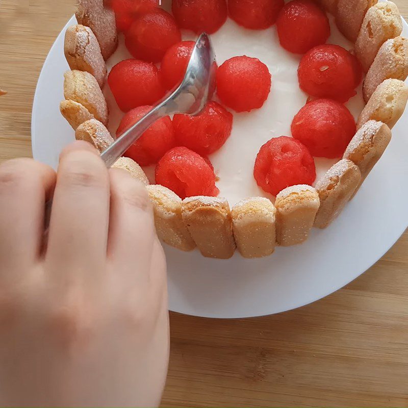 Step 5 Completion Watermelon yogurt charlotte cake